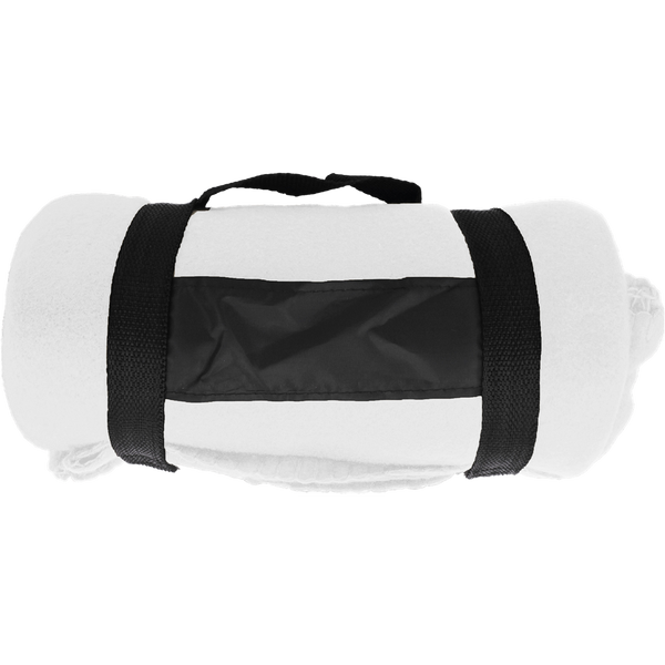 Fleece Blanket with Nylon Handle_WHITE_front