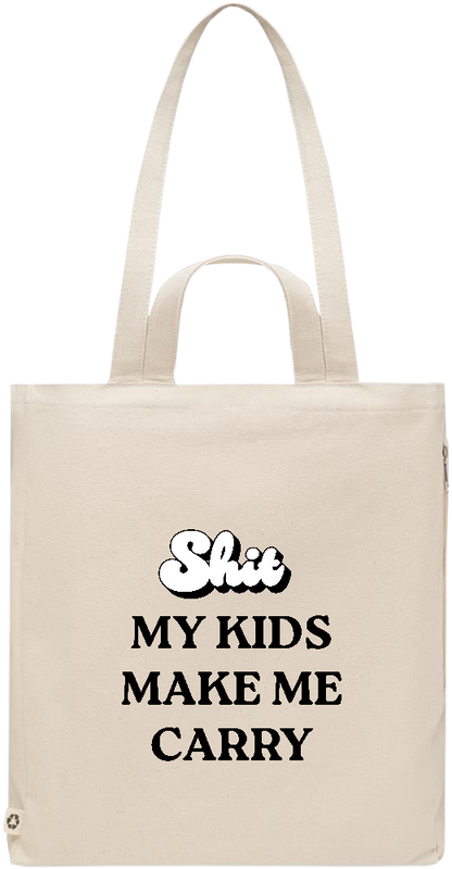 My Kids Make Me Carry Design - Comfort recycled polycotton beach bag_BEIGE_front