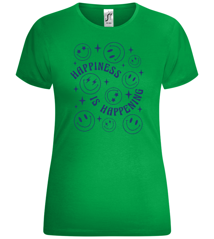 Happiness is Happening Design - Comfort women's t-shirt_MEADOW GREEN_front