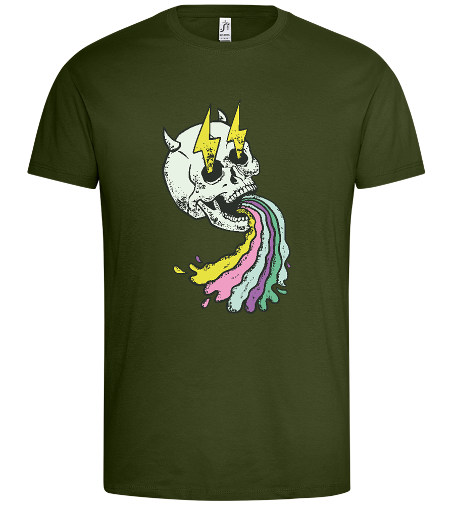 Rainbow Skull Thunders Design - Premium men's t-shirt_ARMY_front