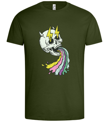 Rainbow Skull Thunders Design - Premium men's t-shirt_ARMY_front