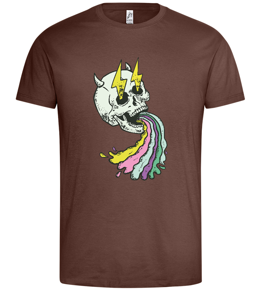 Rainbow Skull Thunders Design - Premium men's t-shirt_CHOCOLATE_front