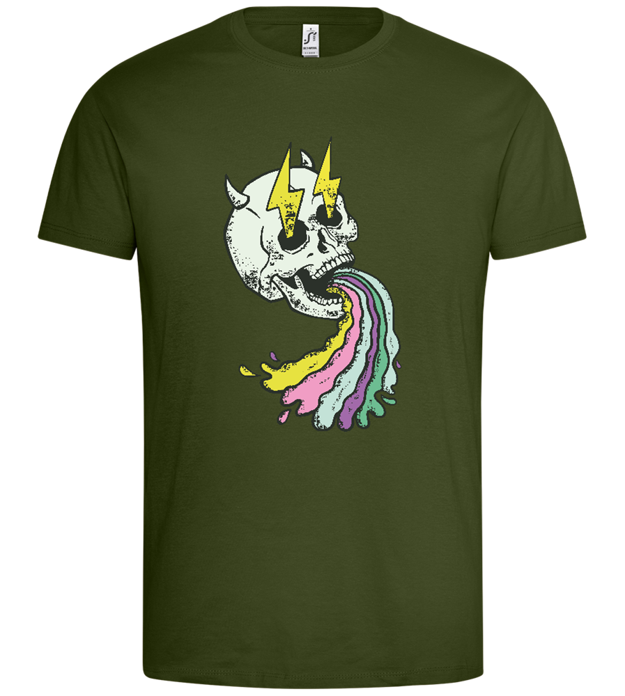 Rainbow Skull Thunders Design - Premium men's t-shirt_DARK KHAKI_front