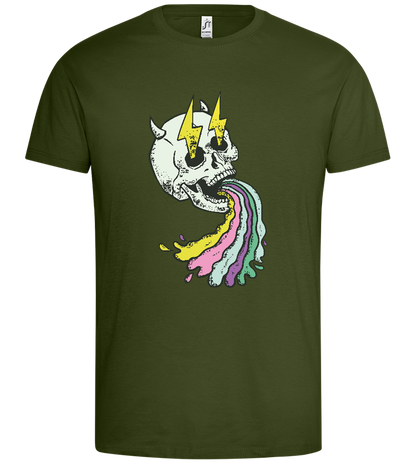 Rainbow Skull Thunders Design - Premium men's t-shirt_DARK KHAKI_front