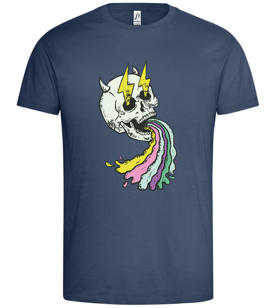 Rainbow Skull Thunders Design - Premium men's t-shirt_DENIM_front