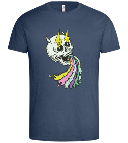 Rainbow Skull Thunders Design - Premium men's t-shirt_DENIM_front