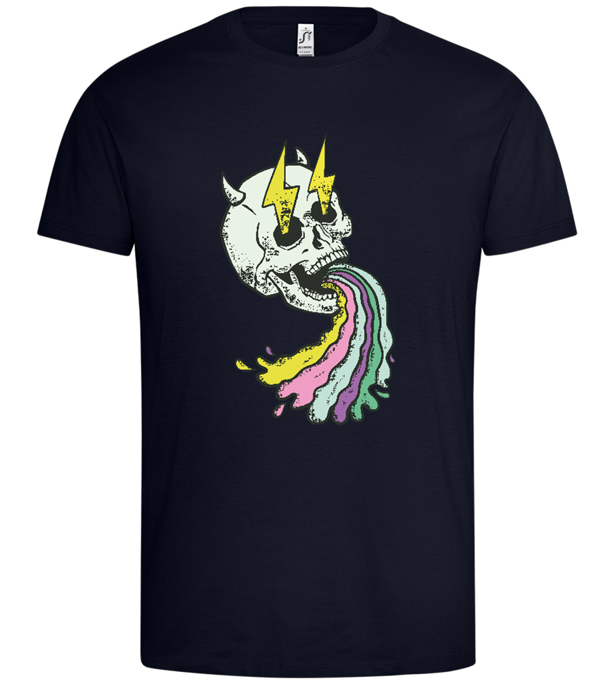 Rainbow Skull Thunders Design - Premium men's t-shirt_FRENCH NAVY_front