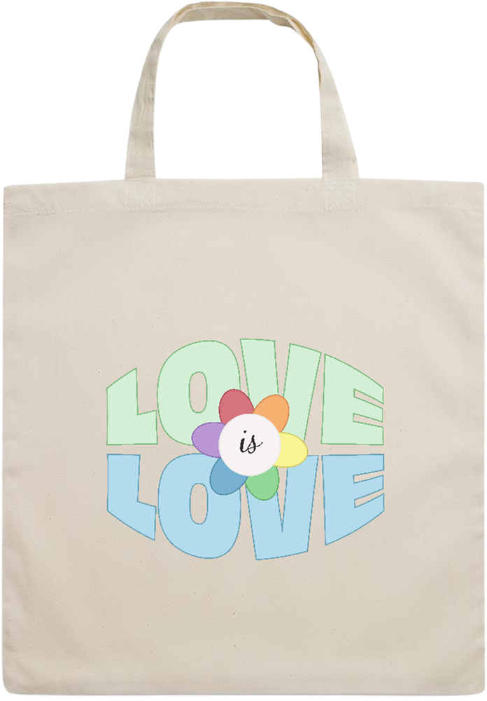 Love is Love Flower Design - Essential short handle cotton tote bag_BEIGE_front