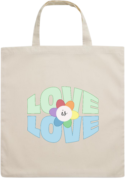 Love is Love Flower Design - Essential short handle cotton tote bag_BEIGE_front