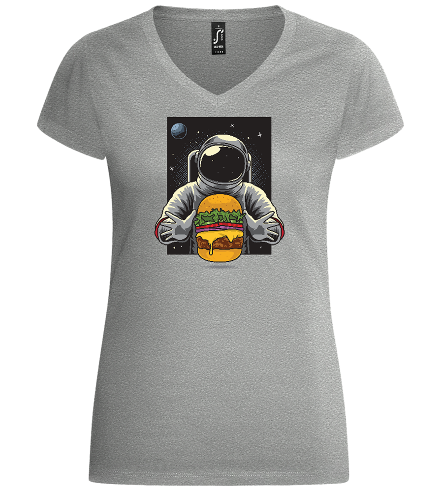 Spaceman Burger Design - Basic women's v-neck t-shirt_ORION GREY_front