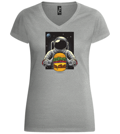 Spaceman Burger Design - Basic women's v-neck t-shirt_ORION GREY_front