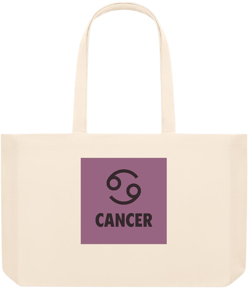 Zodiac Cancer Design - Premium large recycled beach tote bag_BEIGE_front