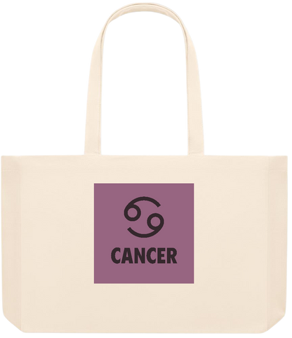 Zodiac Cancer Design - Premium large recycled beach tote bag_BEIGE_front