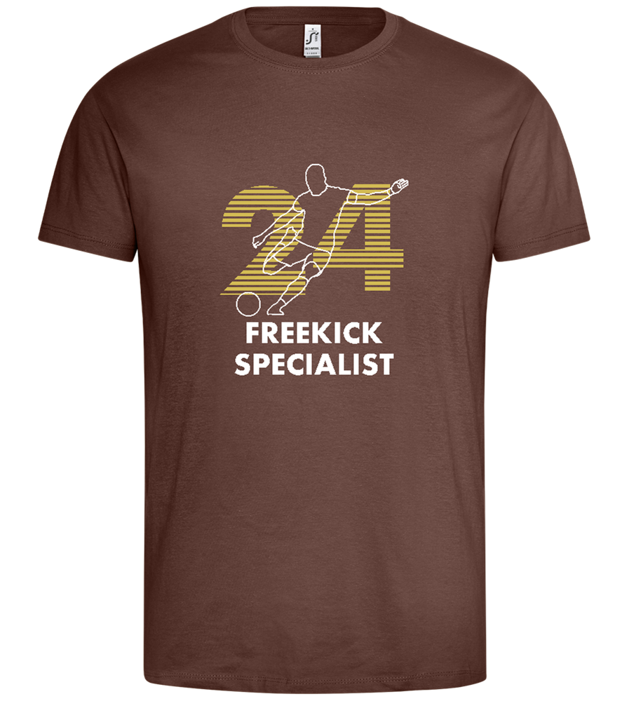 Freekick Specialist Design - Premium men's t-shirt_CHOCOLATE_front