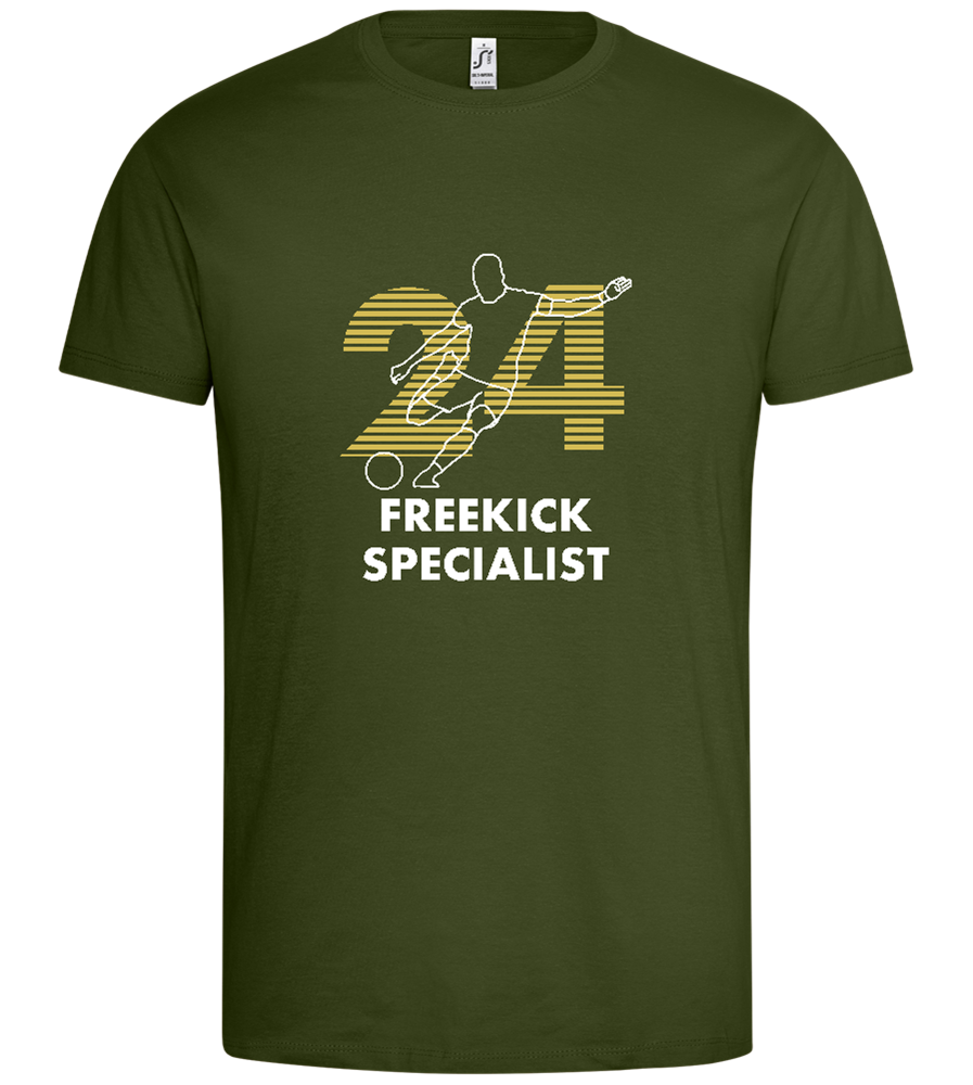 Freekick Specialist Design - Premium men's t-shirt_DARK KHAKI_front