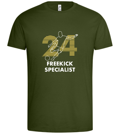 Freekick Specialist Design - Premium men's t-shirt_DARK KHAKI_front