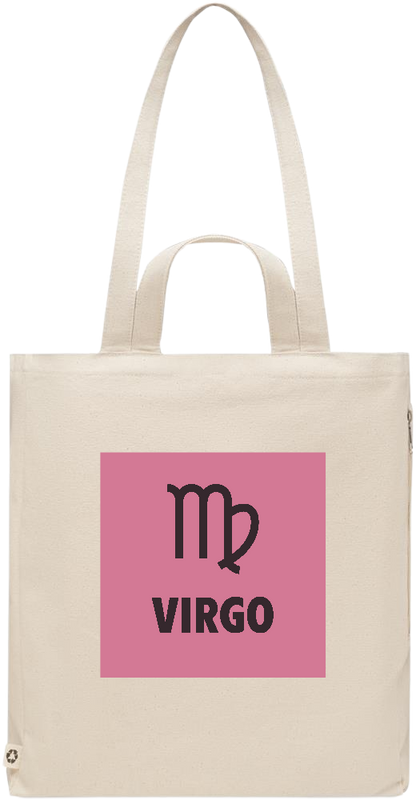 Zodiac Virgo Design - Premium recycled polycotton beach bag_BEIGE_front