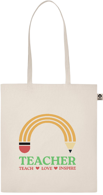 Teacher Pencil Design - Basic organic cotton shopping bag_BEIGE_front