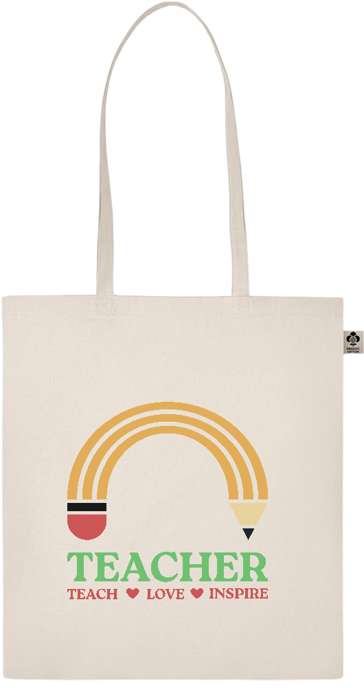 Teacher Pencil Design - Basic organic cotton shopping bag_BEIGE_front