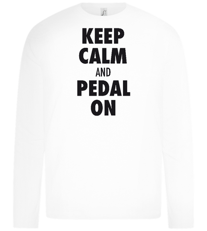 Keep Calm and Pedal On Design - Premium kids long sleeve t-shirt_WHITE_front