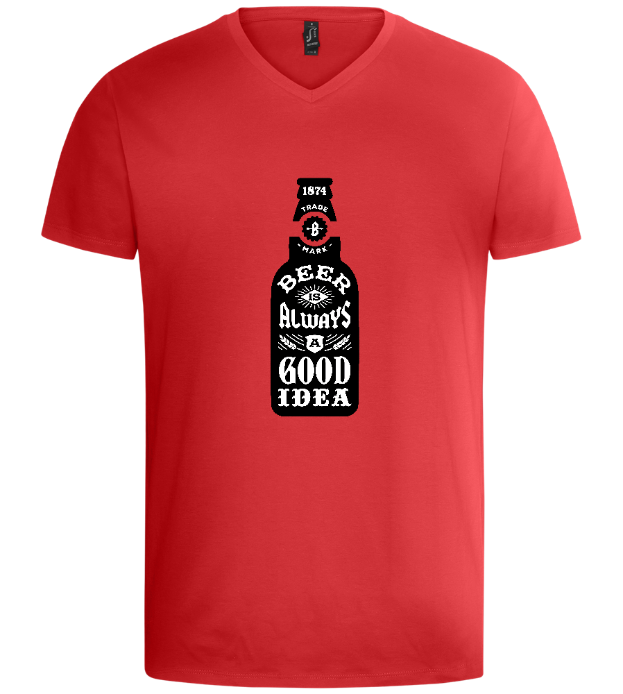 Beer Good Idea Design - Basic men's v-neck t-shirt_RED_front