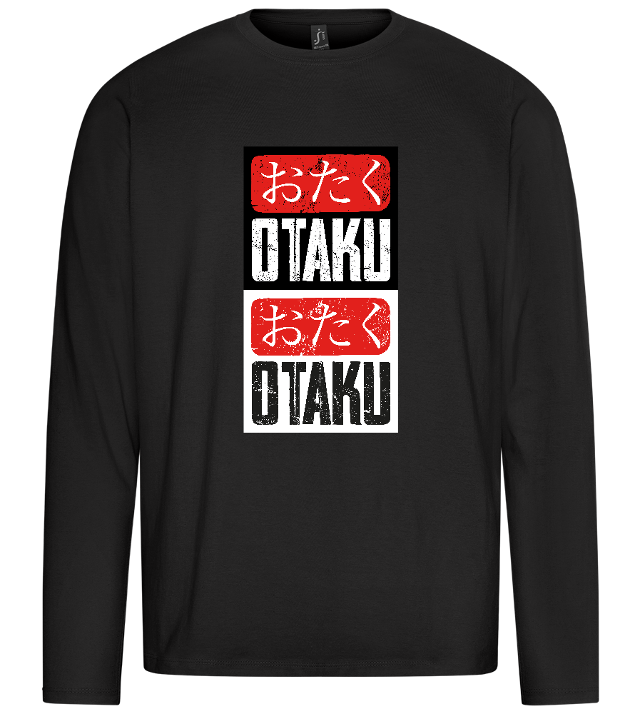 Otaku Otaku Grungy Design - Premium men's long sleeve t-shirt_DEEP BLACK_front