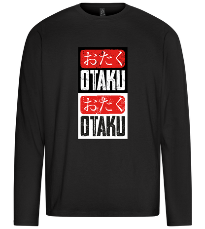 Otaku Otaku Grungy Design - Premium men's long sleeve t-shirt_DEEP BLACK_front