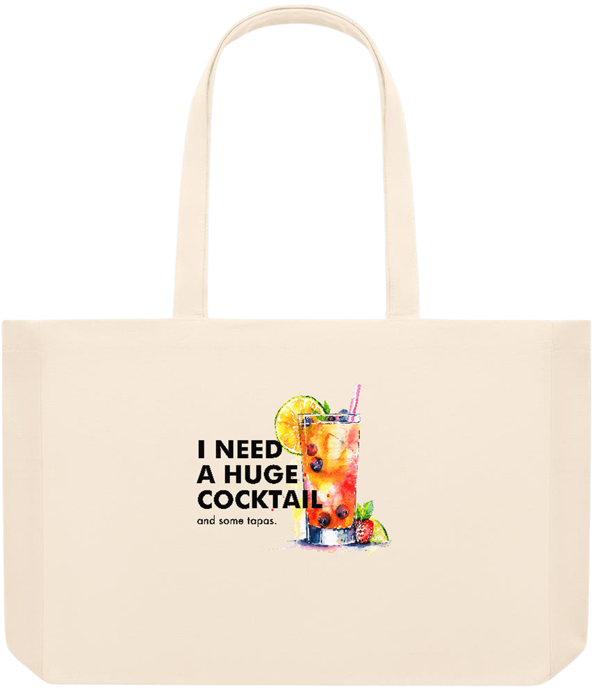 A Huge Cocktail Design - Premium large recycled beach tote bag_BEIGE_front