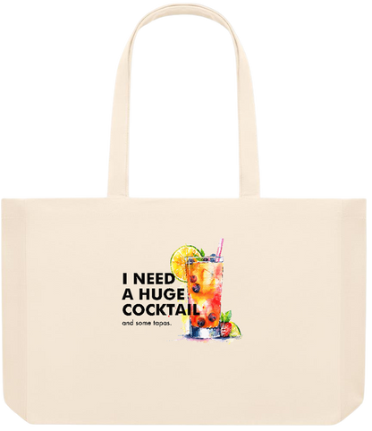 A Huge Cocktail Design - Premium large recycled beach tote bag_BEIGE_front