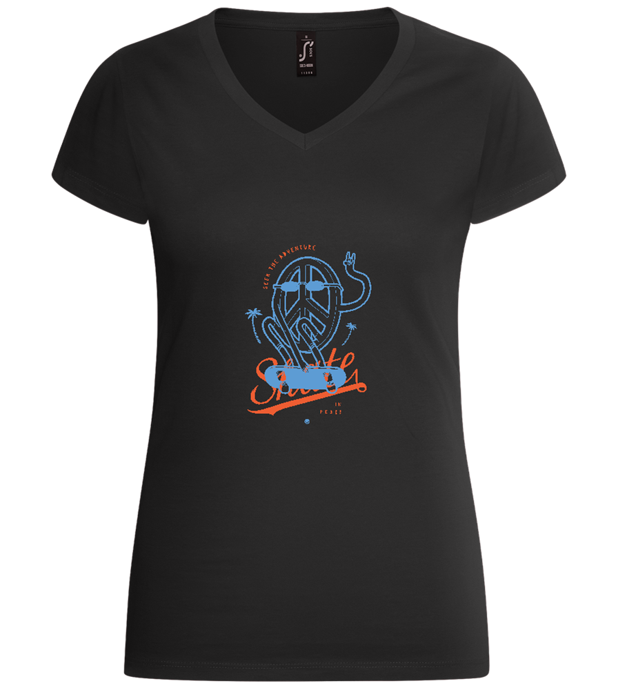 Skate Peace Design - Basic women's v-neck t-shirt_DEEP BLACK_front