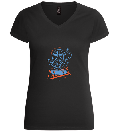 Skate Peace Design - Basic women's v-neck t-shirt_DEEP BLACK_front