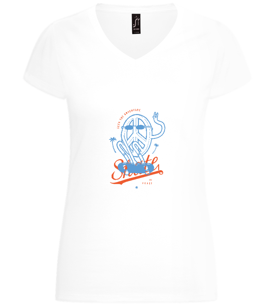 Skate Peace Design - Basic women's v-neck t-shirt_WHITE_front