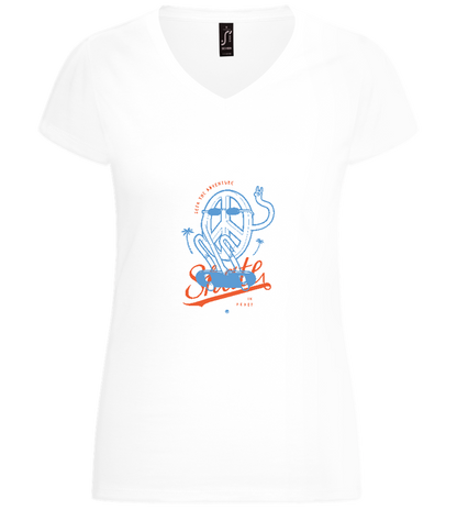 Skate Peace Design - Basic women's v-neck t-shirt_WHITE_front