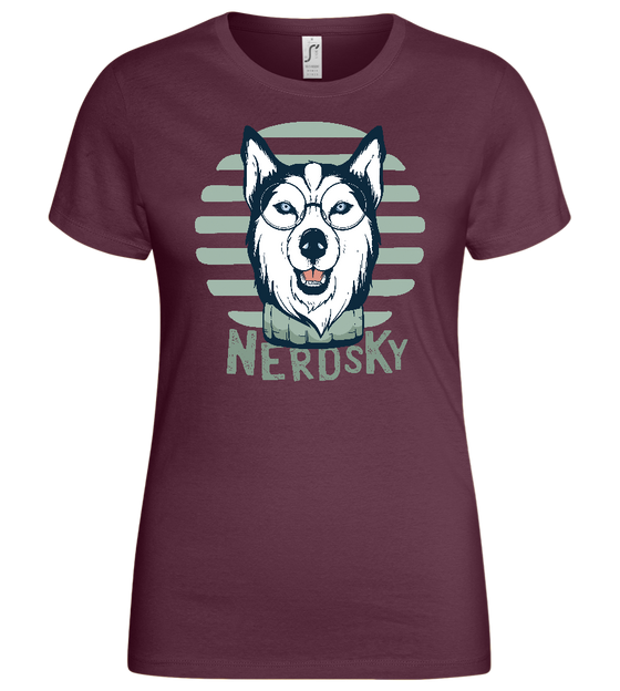 Nerdsky Design - Basic women's t-shirt_BORDEAUX_front