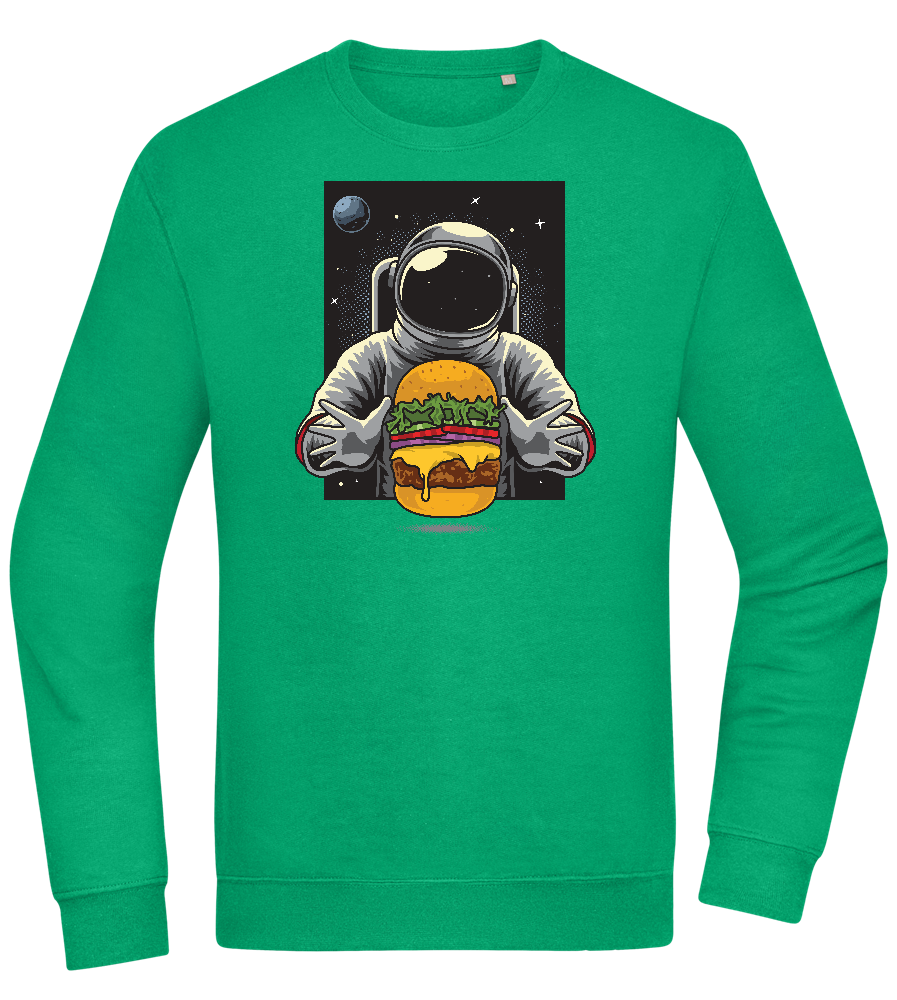 Spaceman Burger Design - Comfort Essential Unisex Sweater_MEADOW GREEN_front