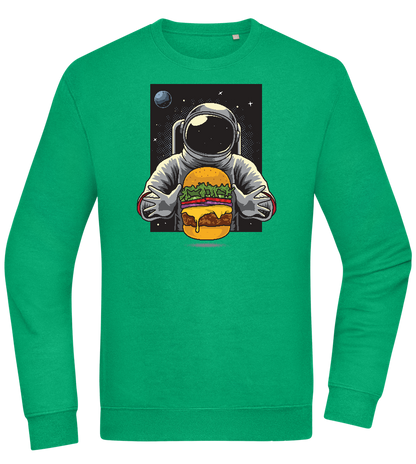 Spaceman Burger Design - Comfort Essential Unisex Sweater_MEADOW GREEN_front