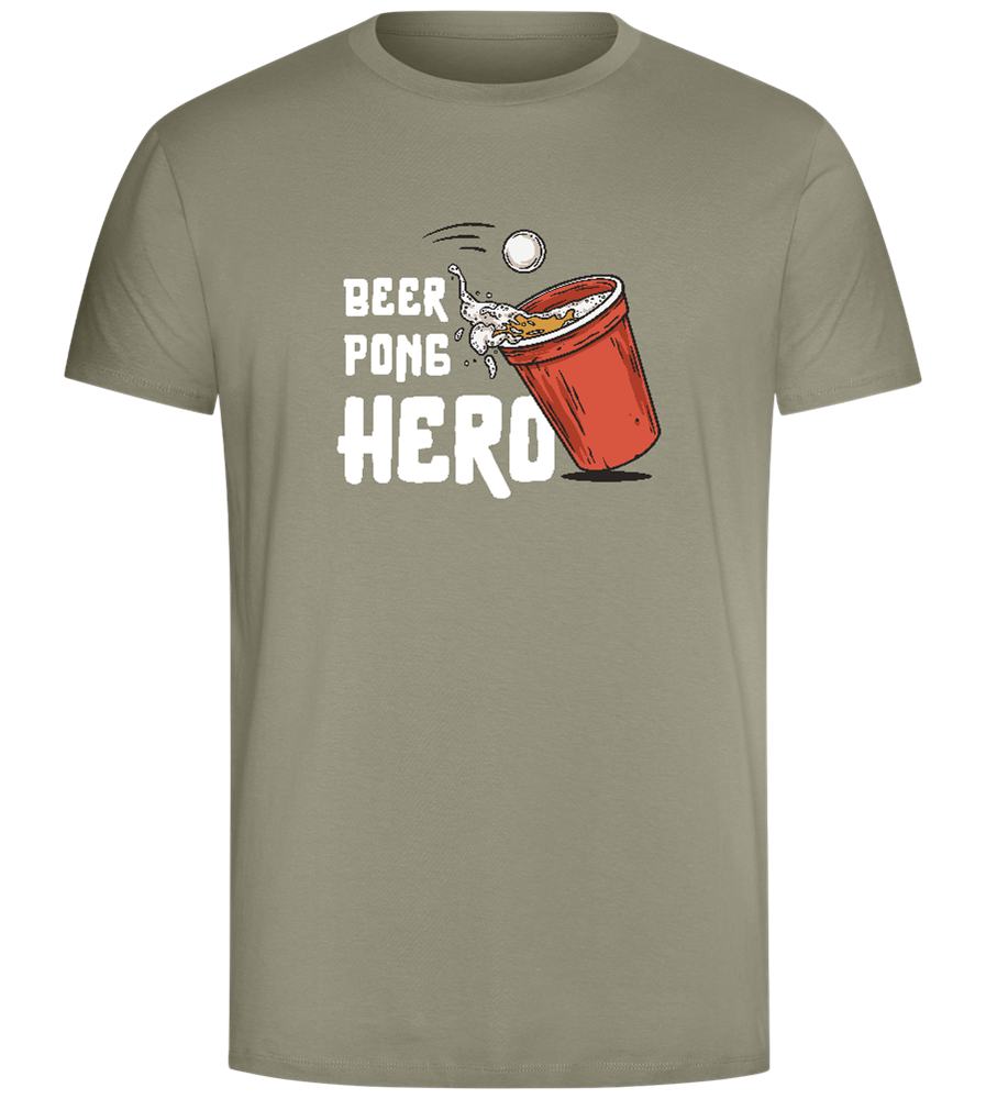 The Beer Pong Hero Design - Comfort Unisex T-Shirt_KHAKI_front