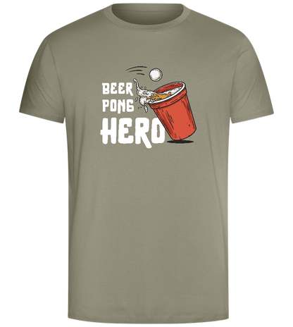 The Beer Pong Hero Design - Comfort Unisex T-Shirt_KHAKI_front