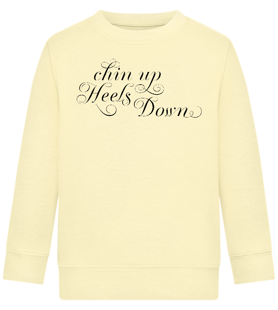 Chin Up Heels Down Design - Comfort Kids Sweater_AMARELO CLARO_front