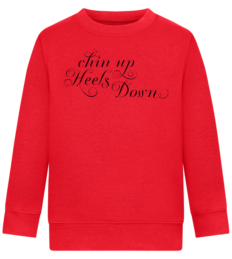 Chin Up Heels Down Design - Comfort Kids Sweater_BRIGHT RED_front