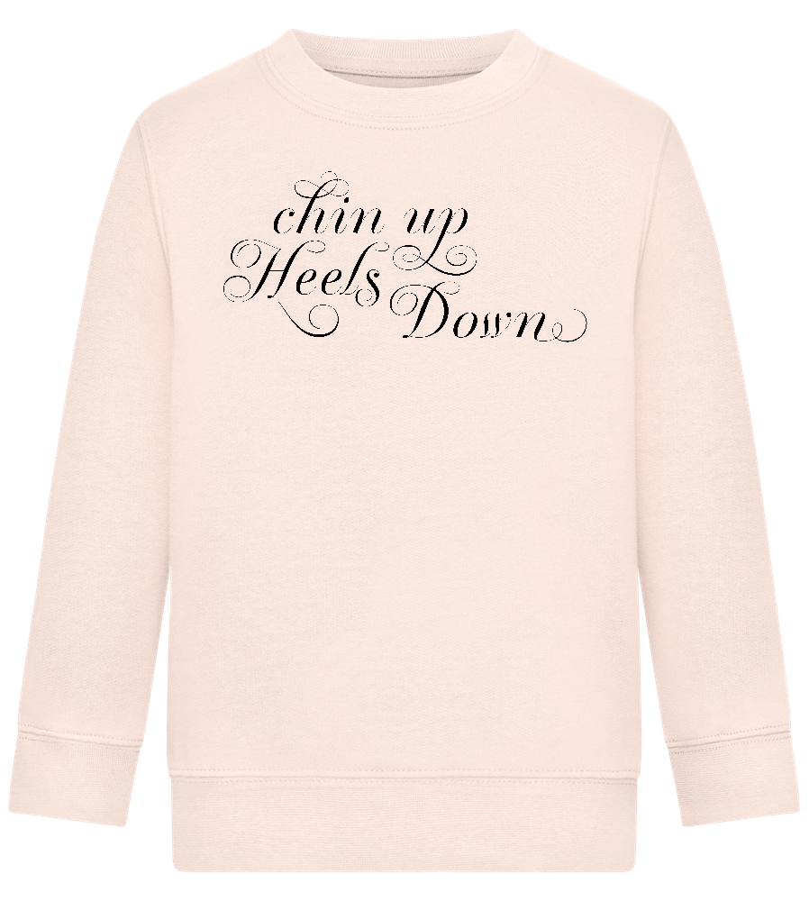 Chin Up Heels Down Design - Comfort Kids Sweater_LIGHT PEACH ROSE_front