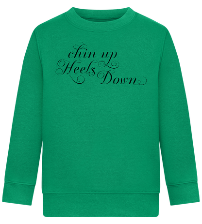 Chin Up Heels Down Design - Comfort Kids Sweater_MEADOW GREEN_front