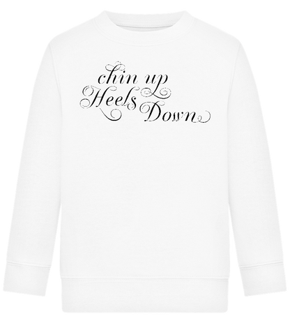 Chin Up Heels Down Design - Comfort Kids Sweater_WHITE_front