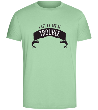 Out of Trouble Design - Comfort Unisex T-Shirt_ICE GREEN_front