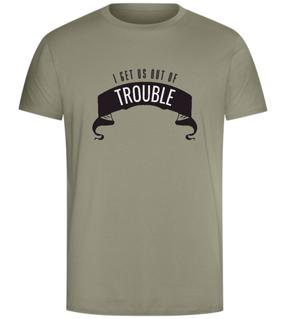 Out of Trouble Design - Comfort Unisex T-Shirt_KHAKI_front