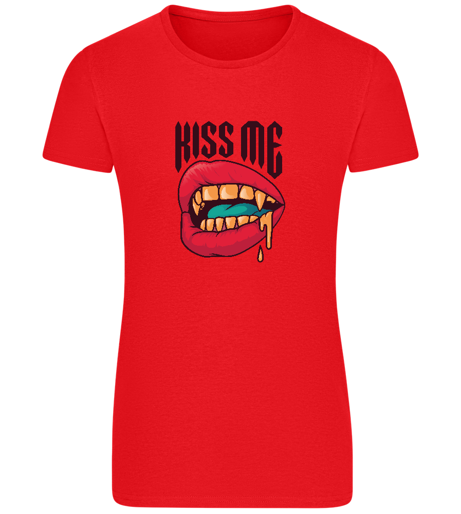 Kiss Me Vampire Design - Basic women's fitted t-shirt_RED_front