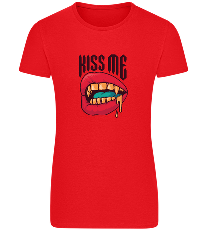 Kiss Me Vampire Design - Basic women's fitted t-shirt_RED_front