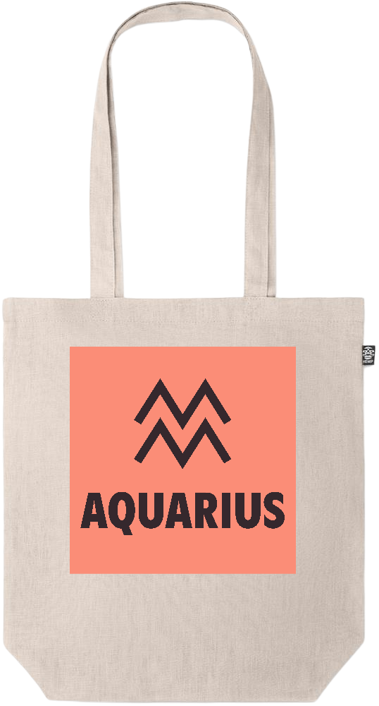 Zodiac Aquarius Design - Premium colored organic hemp tote bag_BEIGE_front