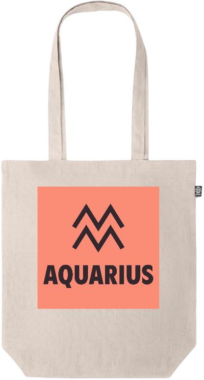 Zodiac Aquarius Design - Premium colored organic hemp tote bag_BEIGE_front