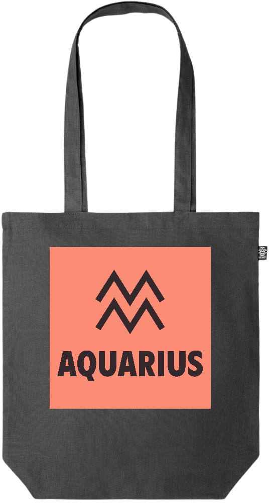 Zodiac Aquarius Design - Premium colored organic hemp tote bag_BLACK_front